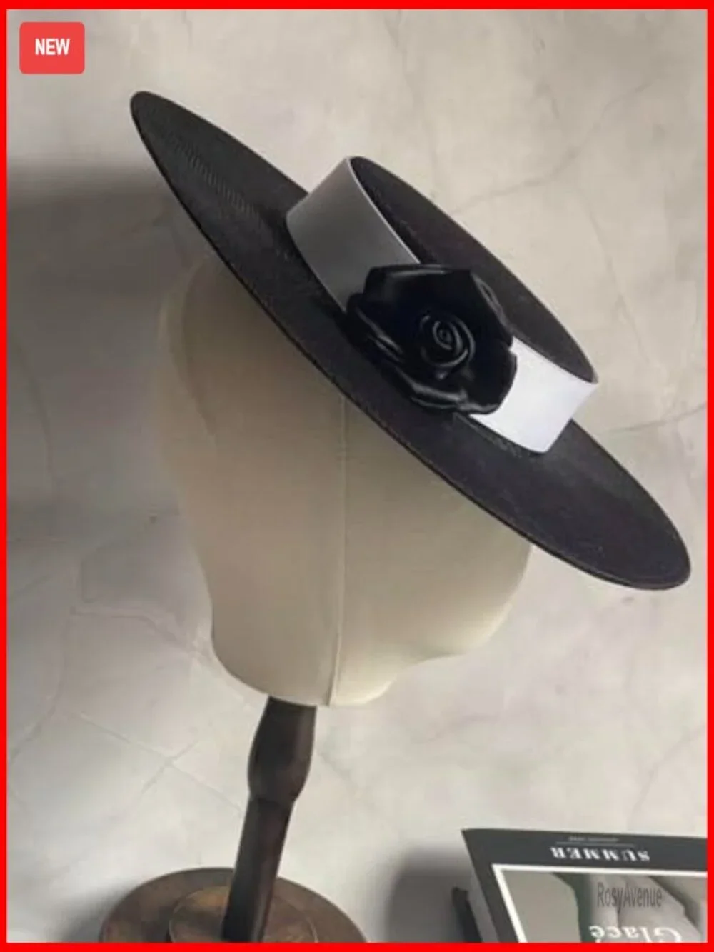 Handmade Satin Derby Fascinator Hat with Flower for Church Wedding Events
